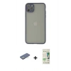 MARSİLYAN™- iPhone 12 Pro Max Kılıf Ahenk Çizgi Serisi - Siyah 20D Premium Cam Ekran Koruyucu + Yeşil Renkli Kamera Lens Koruma Cam