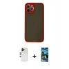 MARSİLYAN™- iPhone 12 Pro Max Kılıf Ahenk Çizgi Serisi - Siyah 34D Izgaralı Cam + Shine Kamera Lens - GD