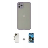 MARSİLYAN™- iPhone 12 Pro Max Kılıf Ahenk Çizgi Serisi - Siyah 34D Izgaralı Cam + Shine Kamera Lens - GD