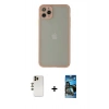 MARSİLYAN™- iPhone 12 Pro Max Kılıf Ahenk Çizgi Serisi - Siyah 34D Izgaralı Cam + Shine Kamera Lens - GD