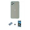 MARSİLYAN™- iPhone 12 Pro Max Kılıf Ahenk Çizgi Serisi - Siyah 34D Izgaralı Cam + Shine Kamera Lens Koruma Cam - GS