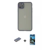 MARSİLYAN™- iPhone 12 Pro Max Kılıf Ahenk Çizgi Serisi - Siyah 34D Izgaralı Cam + Renkli Kamera Lens Koruma Cam - SI