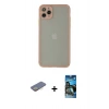 MARSİLYAN™- iPhone 12 Pro Max Kılıf Ahenk Çizgi Serisi - Siyah 34D Izgaralı Cam + Renkli Kamera Lens Koruma Cam - SI