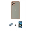 MARSİLYAN™- iPhone 12 Pro Max Kılıf Ahenk Çizgi Serisi - Siyah 34D Izgaralı Cam + Shine Kamera Lens Koruma Cam - GI