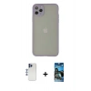 MARSİLYAN™- iPhone 12 Pro Max Kılıf Ahenk Çizgi Serisi - Siyah 34D Izgaralı Cam + Shine Kamera Lens - LT
