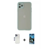 MARSİLYAN™- iPhone 12 Pro Max Kılıf Ahenk Çizgi Serisi - Siyah 34D Izgaralı Cam + Shine Kamera Lens - LT