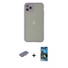 MARSİLYAN™- iPhone 12 Pro Max Kılıf Ahenk Çizgi Serisi - Siyah 34D Izgaralı Cam + Renkli Kamera Lens Koruma Cam - TU