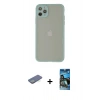 MARSİLYAN™- iPhone 12 Pro Max Kılıf Ahenk Çizgi Serisi - Siyah 34D Izgaralı Cam + Renkli Kamera Lens Koruma Cam - YL
