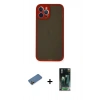MARSİLYAN™- iPhone 12 Pro Max Kılıf Ahenk Çizgi Serisi - Siyah 360 Mat Full Body Arka Koruyucu + Shine Kamera Lens Koruma Cam - GD