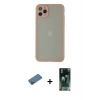 MARSİLYAN™- iPhone 12 Pro Max Kılıf Ahenk Çizgi Serisi - Siyah 360 Mat Full Body Arka Koruyucu + Shine Kamera Lens Koruma Cam - GD