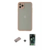 MARSİLYAN™- iPhone 12 Pro Max Kılıf Ahenk Çizgi Serisi - Siyah 360 Mat Full Body Arka Koruyucu + Sierra Blue Shine Kamera Lens Koruma Cam
