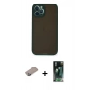 MARSİLYAN™- iPhone 12 Pro Max Kılıf Ahenk Çizgi Serisi - Siyah 360 Mat Full Body Arka Koruyucu + Sierra Blue Shine Kamera Lens Koruma Cam