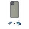 MARSİLYAN™- iPhone 12 Pro Max Kılıf Ahenk Çizgi Serisi - Siyah 3D Antistatik Cam Ekran Koruyucu + Shine Kamera Lens Koruma Cam - GD