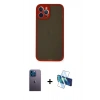 MARSİLYAN™- iPhone 12 Pro Max Kılıf Ahenk Çizgi Serisi - Siyah 3D Antistatik Cam Ekran Koruyucu + Neon Fosforlu Kamera Lens - MI
