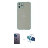MARSİLYAN™- iPhone 12 Pro Max Kılıf Ahenk Çizgi Serisi - Siyah 3D Antistatik Cam Ekran Koruyucu + Neon Fosforlu Kamera Lens - MI