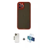 MARSİLYAN™- iPhone 12 Pro Max Kılıf Ahenk Çizgi Serisi - Siyah 3D Antistatik Cam Ekran Koruyucu + Shine Kamera Lens - GD