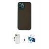 MARSİLYAN™- iPhone 12 Pro Max Kılıf Ahenk Çizgi Serisi - Siyah 3D Antistatik Cam Ekran Koruyucu + Shine Kamera Lens - GD