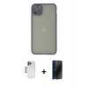 MARSİLYAN™- iPhone 12 Pro Max Kılıf Ahenk Çizgi Serisi - Siyah 3D Antistatik Hayalet Cam Ekran Koruyucu + Shine Kamera Lens - LT