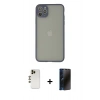 MARSİLYAN™- iPhone 12 Pro Max Kılıf Ahenk Çizgi Serisi - Siyah 3D Antistatik Hayalet Cam Ekran Koruyucu + Gold Shine Kamera Lens
