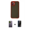 MARSİLYAN™- iPhone 12 Pro Max Kılıf Ahenk Çizgi Serisi - Siyah 3D Antistatik Hayalet Cam Ekran Koruyucu + Yeşil Neon Fosforlu Kamera Lens
