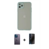 MARSİLYAN™- iPhone 12 Pro Max Kılıf Ahenk Çizgi Serisi - Siyah 3D Antistatik Hayalet Cam Ekran Koruyucu + Neon Fosforlu Kamera Lens - MI