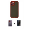 MARSİLYAN™- iPhone 12 Pro Max Kılıf Ahenk Çizgi Serisi - Siyah 3D Antistatik Hayalet Cam Ekran Koruyucu + Neon Fosforlu Kamera Lens - TU