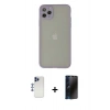 MARSİLYAN™- iPhone 12 Pro Max Kılıf Ahenk Çizgi Serisi - Siyah 3D Antistatik Hayalet Cam Ekran Koruyucu + Shine Kamera Lens - LT