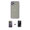 MARSİLYAN™- iPhone 12 Pro Max Kılıf Ahenk Çizgi Serisi - Siyah 3D Antistatik Hayalet Cam Ekran Koruyucu + Yeşil Neon Fosforlu Kamera Lens