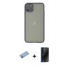 MARSİLYAN™- iPhone 12 Pro Max Kılıf Ahenk Çizgi Serisi - Siyah 3D Antistatik Hayalet Cam Ekran Koruyucu + Shine Kamera Lens Koruma Cam - MI