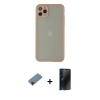 MARSİLYAN™- iPhone 12 Pro Max Kılıf Ahenk Çizgi Serisi - Siyah 3D Antistatik Hayalet Cam Ekran Koruyucu + Shine Kamera Lens Koruma Cam - SH