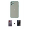 MARSİLYAN™- iPhone 12 Pro Max Kılıf Ahenk Çizgi Serisi - Siyah 3D Antistatik Hayalet Cam Ekran Koruyucu + Neon Fosforlu Kamera Lens - TU