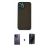 MARSİLYAN™- iPhone 12 Pro Max Kılıf Ahenk Çizgi Serisi - Siyah 3D Antistatik Hayalet Cam Ekran Koruyucu + Neon Fosforlu Kamera Lens - MI