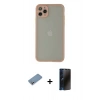 MARSİLYAN™- iPhone 12 Pro Max Kılıf Ahenk Çizgi Serisi - Siyah 3D Antistatik Hayalet Cam Ekran Koruyucu + Shine Kamera Lens Koruma Cam - GS