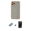 MARSİLYAN™- iPhone 12 Pro Max Kılıf Ahenk Çizgi Serisi - Siyah 3D Antistatik Hayalet Cam Ekran Koruyucu + Shine Kamera Lens Koruma Cam - GI