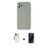 MARSİLYAN™- iPhone 12 Pro Max Kılıf Ahenk Çizgi Serisi - Siyah 3D Antistatik Hayalet Cam Ekran Koruyucu + Gold Shine Kamera Lens