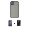 MARSİLYAN™- iPhone 12 Pro Max Kılıf Ahenk Çizgi Serisi - Siyah 3D Antistatik Hayalet Cam Ekran Koruyucu + Neon Fosforlu Kamera Lens - MI