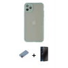 MARSİLYAN™- iPhone 12 Pro Max Kılıf Ahenk Çizgi Serisi - Siyah 3D Antistatik Hayalet Cam Ekran Koruyucu + Shine Kamera Lens Koruma Cam - PE
