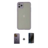 MARSİLYAN™- iPhone 12 Pro Max Kılıf Ahenk Çizgi Serisi - Siyah 3D Antistatik Hayalet Cam Ekran Koruyucu + Neon Fosforlu Kamera Lens - SI
