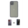 MARSİLYAN™- iPhone 12 Pro Max Kılıf Ahenk Çizgi Serisi - Siyah 3D Antistatik Hayalet Cam Ekran Koruyucu + Neon Fosforlu Kamera Lens - TU