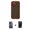 MARSİLYAN™- iPhone 12 Pro Max Kılıf Ahenk Çizgi Serisi - Siyah 3D Antistatik Hayalet Cam Ekran Koruyucu + Neon Fosforlu Kamera Lens - MI