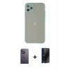 MARSİLYAN™- iPhone 12 Pro Max Kılıf Ahenk Çizgi Serisi - Siyah 3D Antistatik Hayalet Cam Ekran Koruyucu + Neon Fosforlu Kamera Lens - BZ