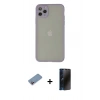 MARSİLYAN™- iPhone 12 Pro Max Kılıf Ahenk Çizgi Serisi - Siyah 3D Antistatik Hayalet Cam Ekran Koruyucu + Shine Kamera Lens Koruma Cam - PE