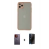MARSİLYAN™- iPhone 12 Pro Max Kılıf Ahenk Çizgi Serisi - Siyah 3D Antistatik Hayalet Cam Ekran Koruyucu + Neon Fosforlu Kamera Lens - TU