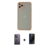MARSİLYAN™- iPhone 12 Pro Max Kılıf Ahenk Çizgi Serisi - Siyah 3D Antistatik Hayalet Cam Ekran Koruyucu + Neon Fosforlu Kamera Lens - BZ