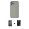 MARSİLYAN™- iPhone 12 Pro Max Kılıf Ahenk Çizgi Serisi - Siyah 3D Antistatik Hayalet Cam Ekran Koruyucu + Neon Fosforlu Kamera Lens - MI