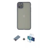 MARSİLYAN™- iPhone 12 Pro Max Kılıf Ahenk Çizgi Serisi - Siyah 3D Antistatik Seramik Nano Ekran Koruyucu + Metal Kamera Lens Koruma Cam - KI
