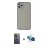 MARSİLYAN™- iPhone 12 Pro Max Kılıf Ahenk Çizgi Serisi - Siyah 3D Antistatik Seramik Nano Ekran Koruyucu + Neon Fosforlu Kamera Lens - YL