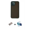 MARSİLYAN™- iPhone 12 Pro Max Kılıf Ahenk Çizgi Serisi - Siyah 3D Antistatik Seramik Nano Ekran Koruyucu + Shine Kamera Lens Koruma Cam - SABE