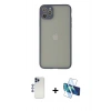 MARSİLYAN™- iPhone 12 Pro Max Kılıf Ahenk Çizgi Serisi - Siyah 3D Antistatik Seramik Nano Ekran Koruyucu + Shine Kamera Lens - LT