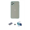 MARSİLYAN™- iPhone 12 Pro Max Kılıf Ahenk Çizgi Serisi - Siyah 3D Antistatik Seramik Nano Ekran Koruyucu + Pembe Renkli Kamera Lens Koruma Cam
